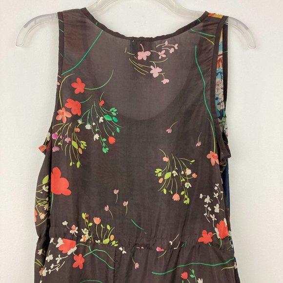 Johnny Was Japonica Silk Dress Size M Scoop Neck Waist Tie Sleeveless Floral - Picture 7 of 12